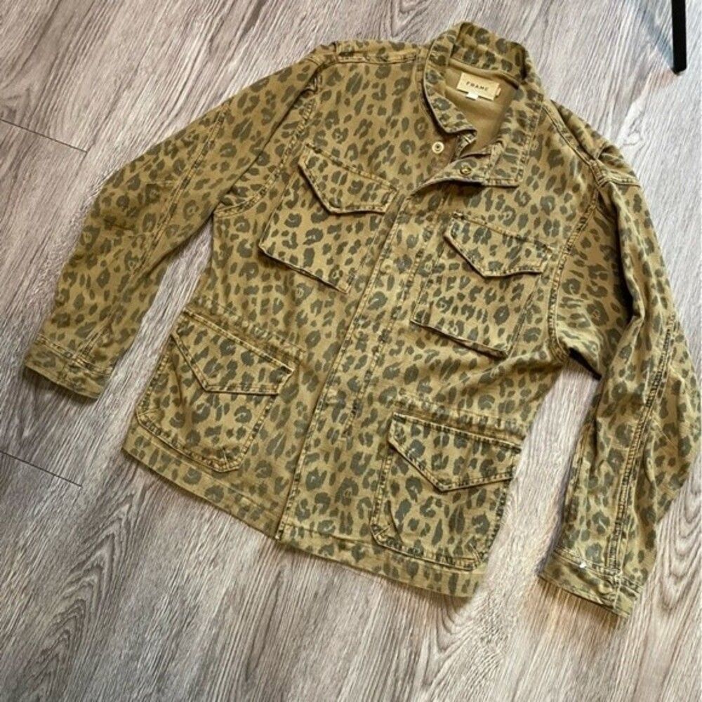 Frame cheetah print cargo jacket size small